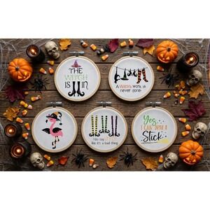 Halloween Witch Five pattern BUNDLE Cross Stitch Patterns